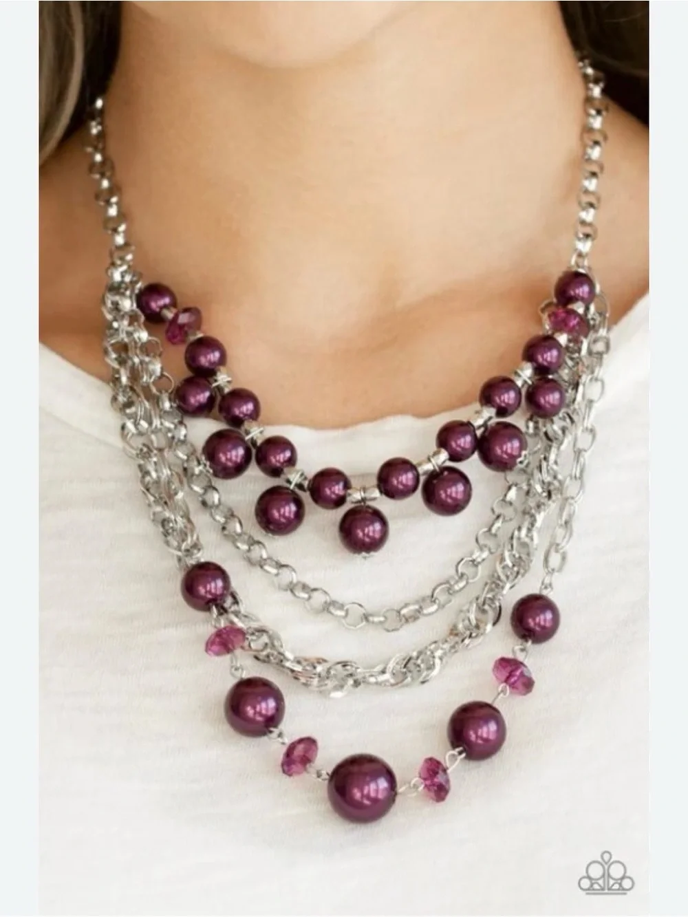 Paparazzi Ruched Radiance Purple Multi-Strand Necklace & Earrings Set